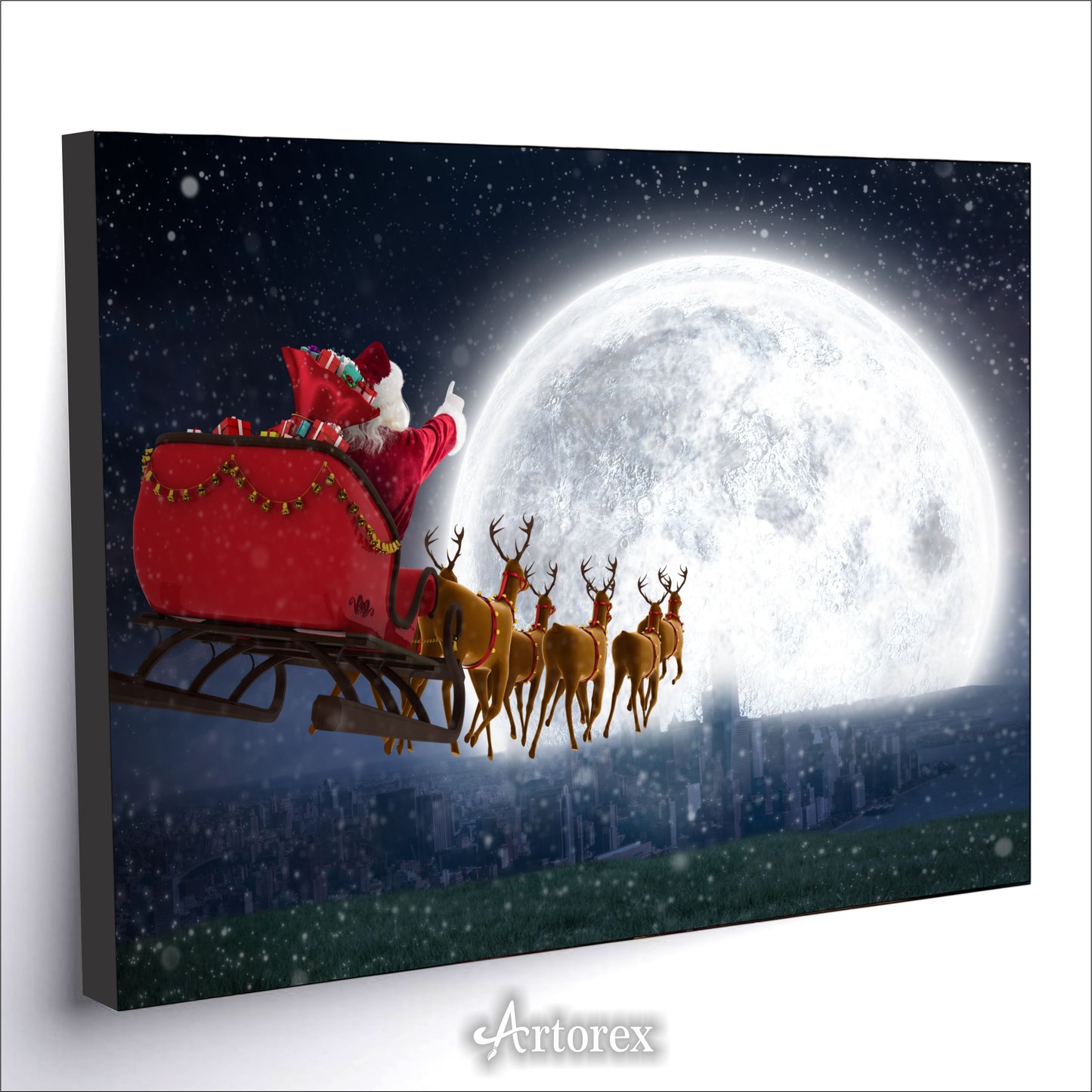 Christmas Sleigh Ride Santa Art