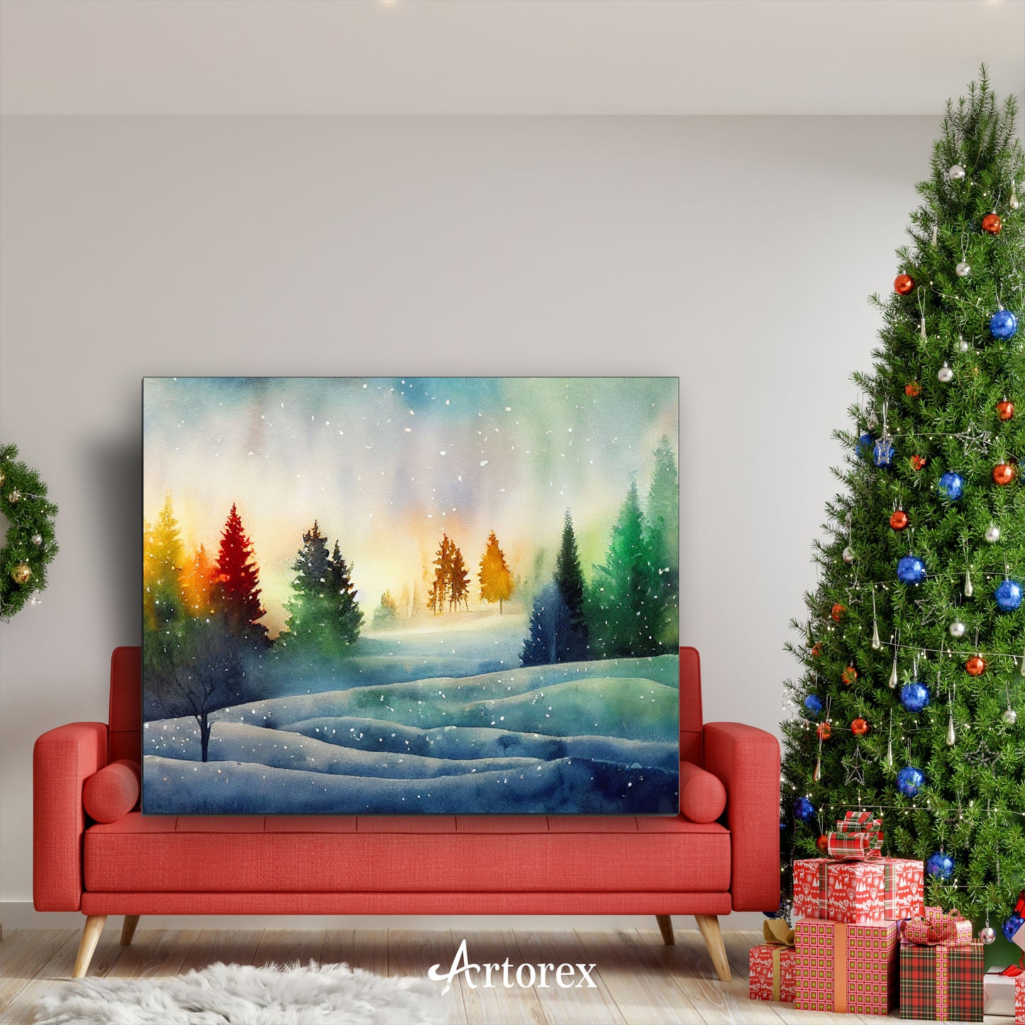 Christmas Winter Wonderland Watercolor Art