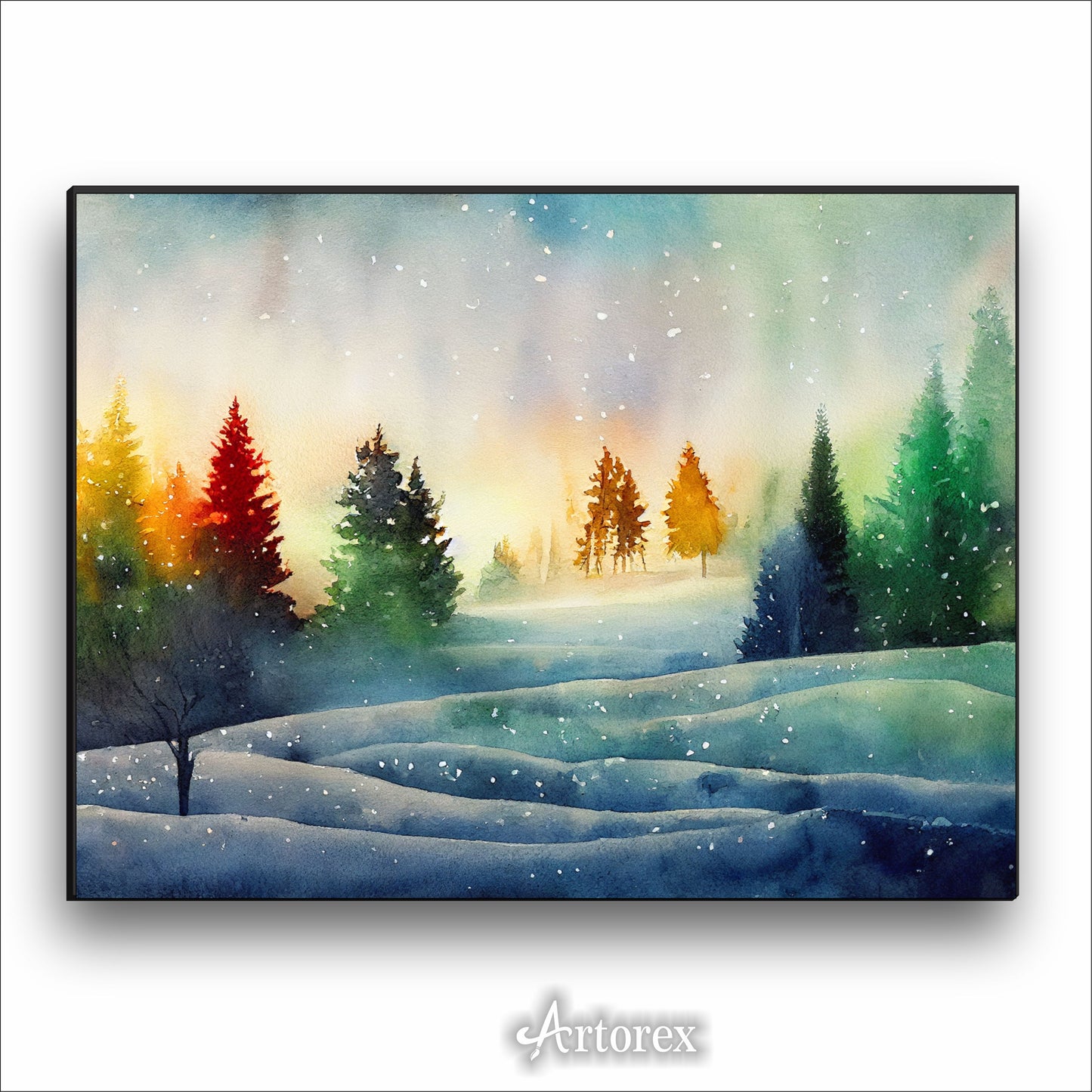 Christmas Winter Wonderland Watercolor Art