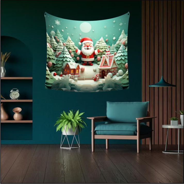 Christmas Ai Santa's Tapestry Home Art
