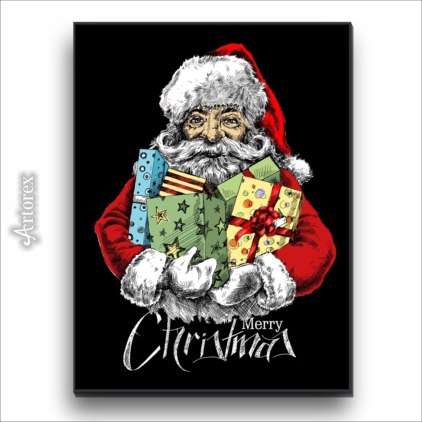 Christmas Black Santa Gifts Art
