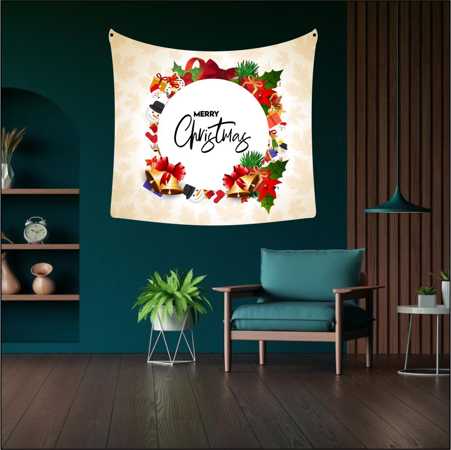 Christmas Decorated Bell Tapestry Art