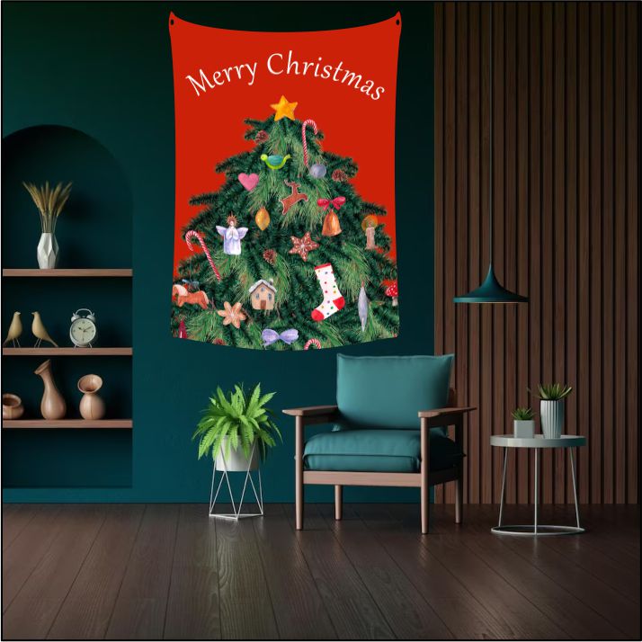 Christmas Decorated Tree  Tapestry Art