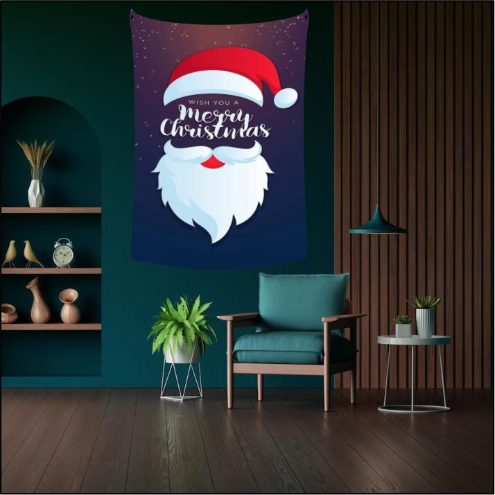 Christmas Digital Santa Wishing Tapestry Art