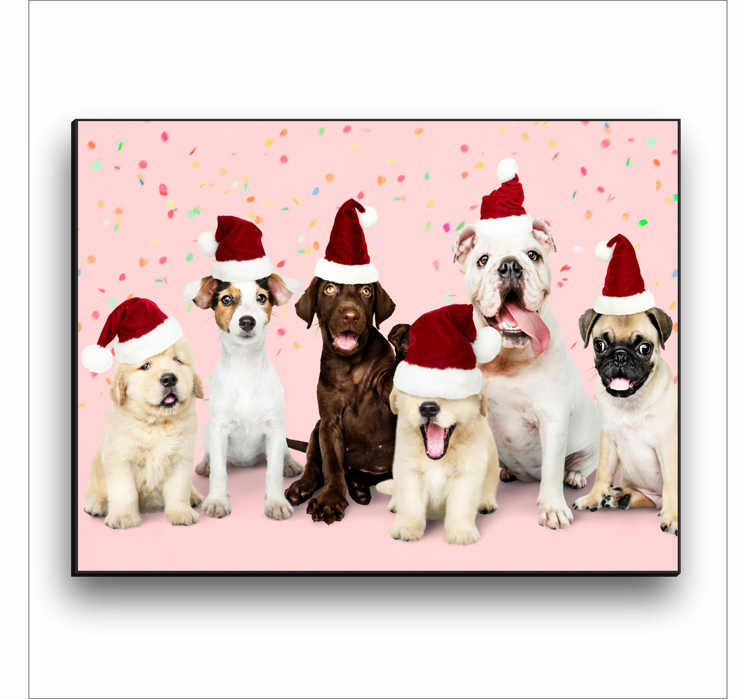 Christmas Hats Puppies Group Art