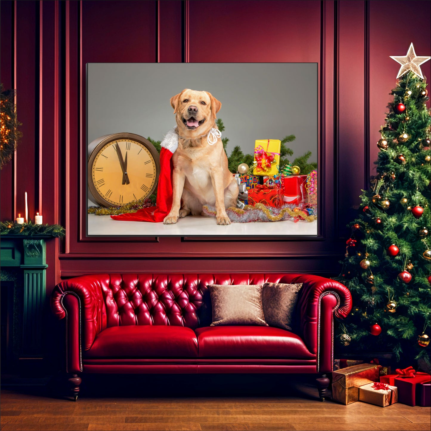 Christmas Labrador Santa Hat Art