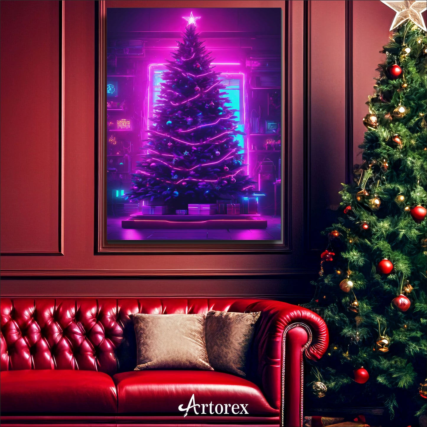 Christmas Luminous Neon Tree Art