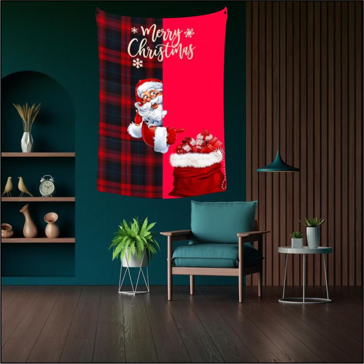 Christmas Santa Sneak Gifts Tapestry Art