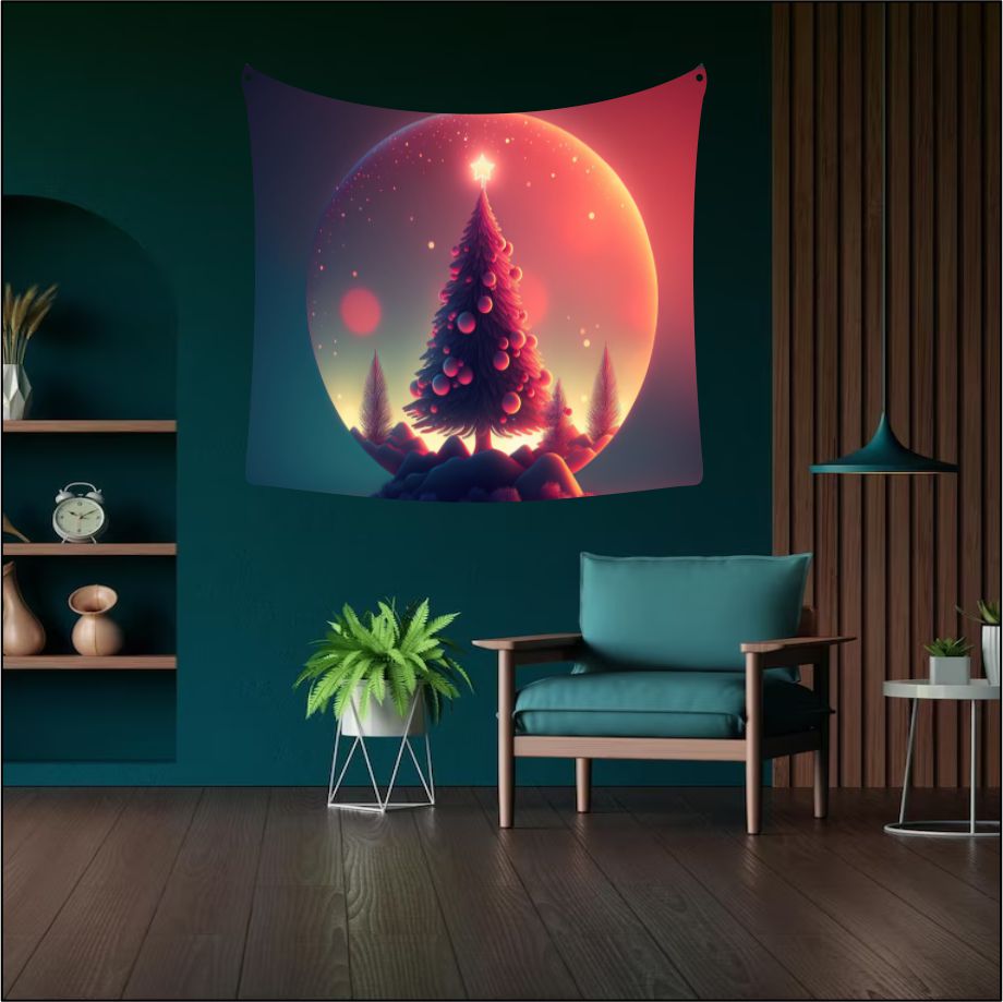 Christmas Tree Radiant Glow Tapestry Art