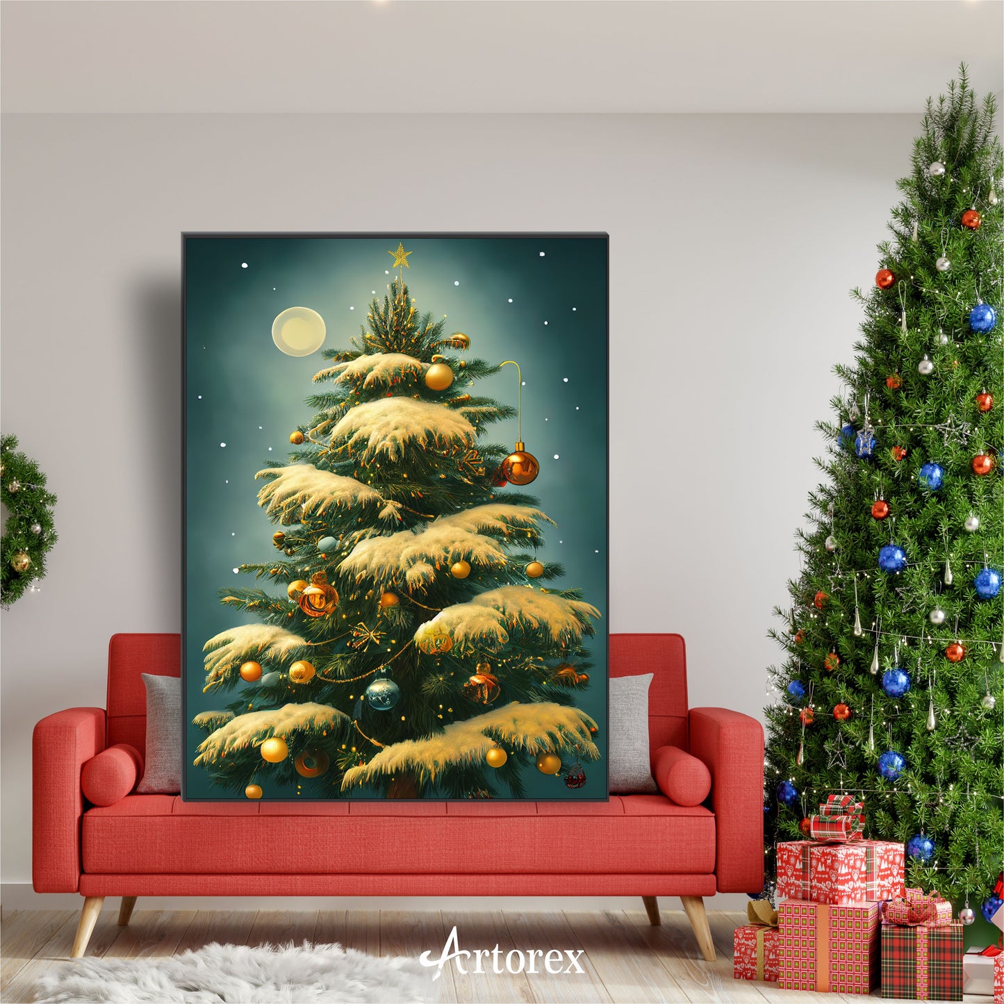 Festive Fusion 3D Christmas Tree Watercolor Art
