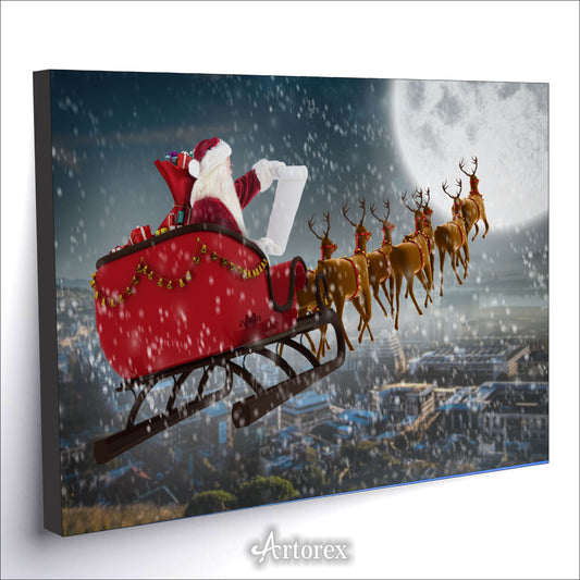 Festive Sleigh Ride Santa Art