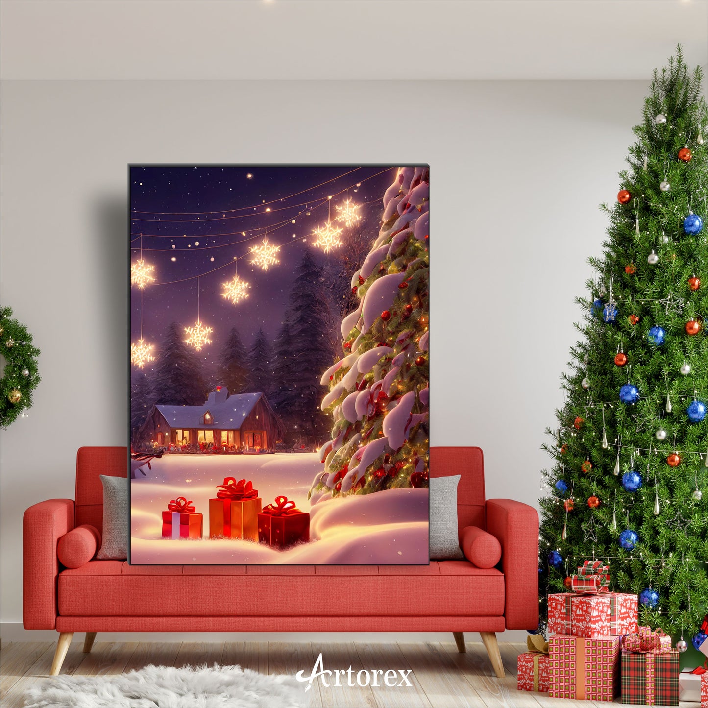 Festive 3D Christmas Tree Watercolor Art