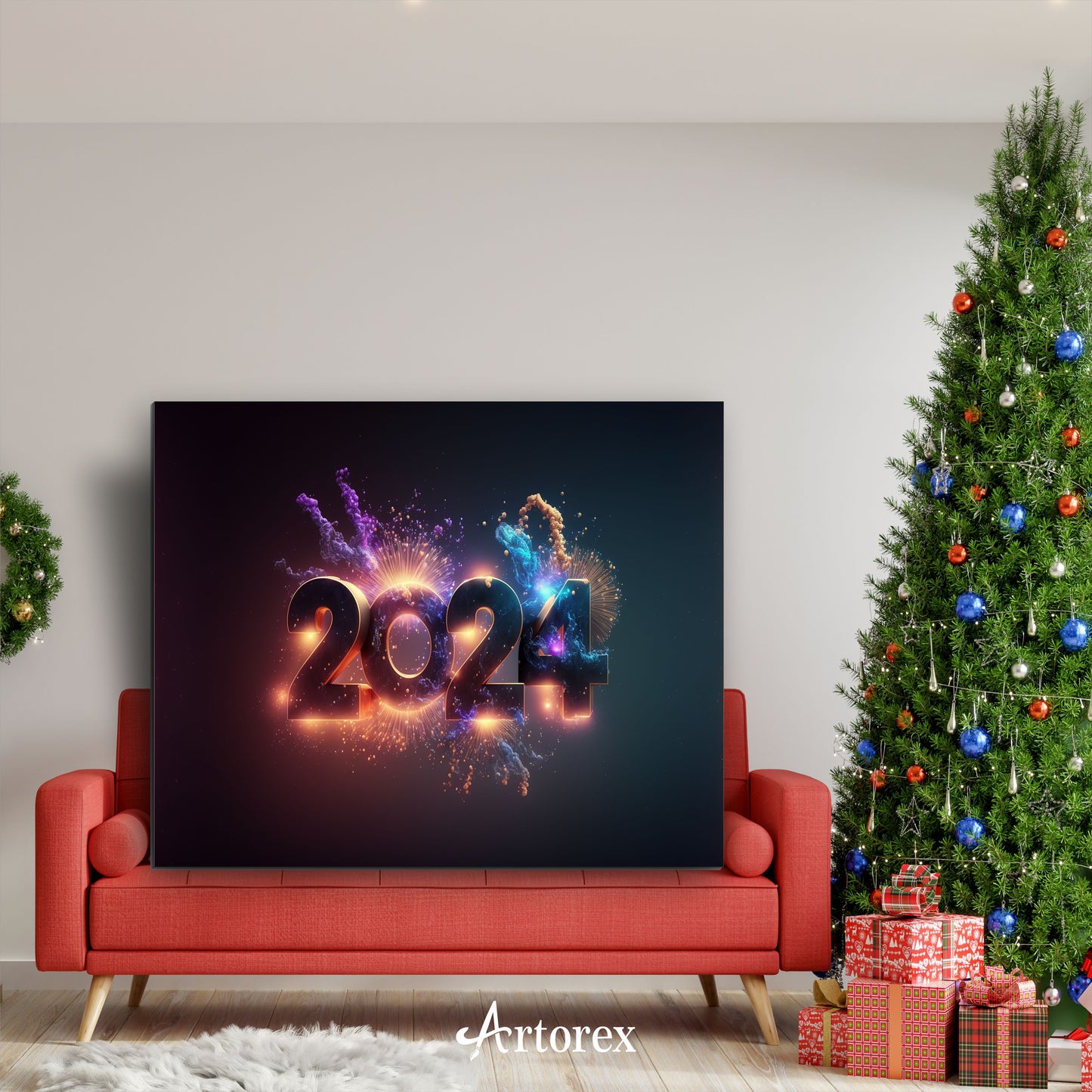 Happy New Year 2024 Sparkle Celebration Art