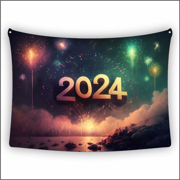 New Year Golden Numbers Tapestry Art