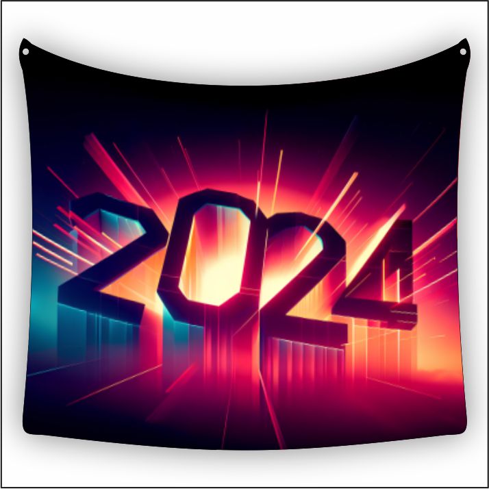 New Year Neon Fonts Tapestry Art