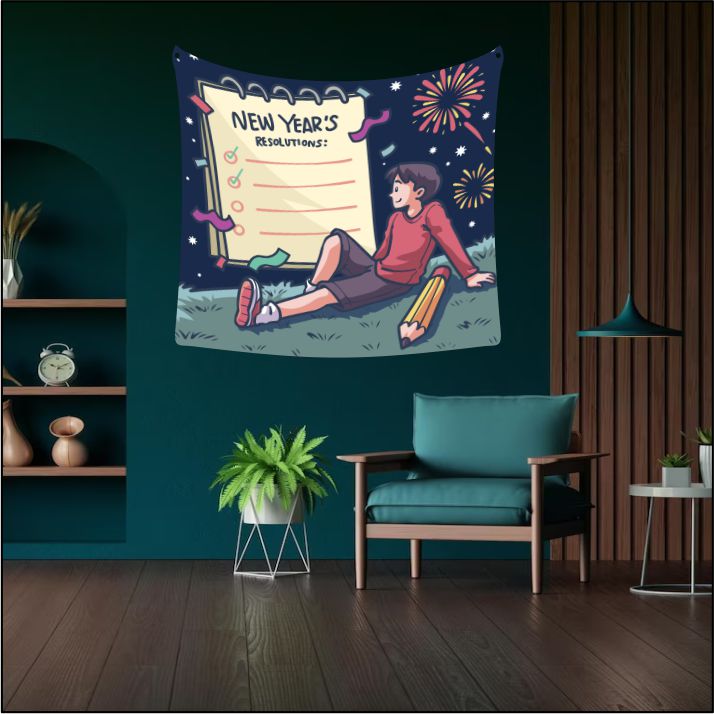 New Year Resolution Tapestry Art