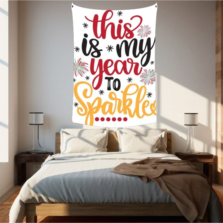 New Year Sparkle Tapestry Art
