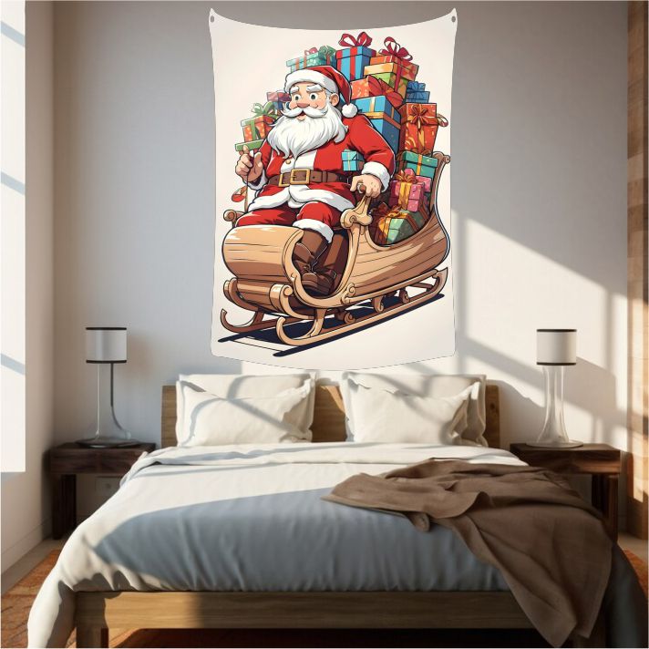 Santa Cartoon Gifts Tapestry Art