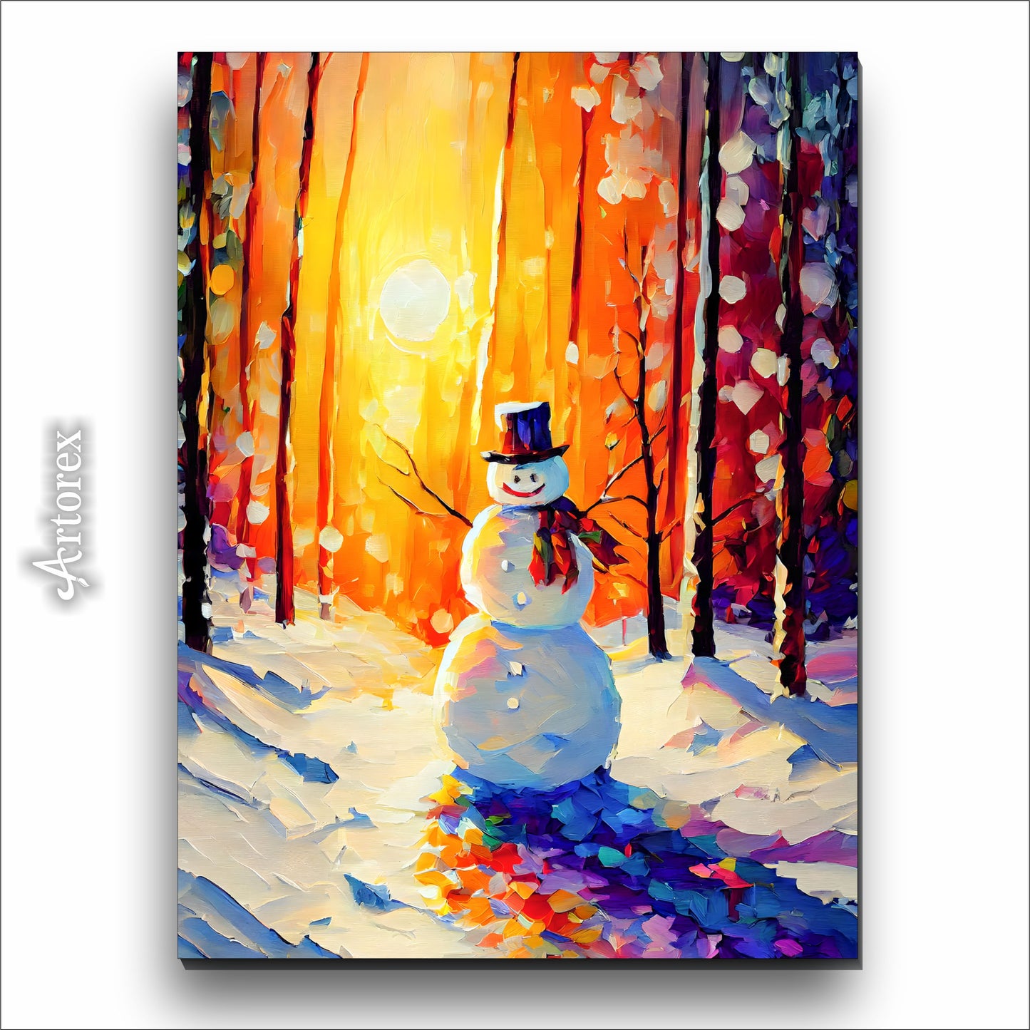 Snowman Fire Forest Tree Art