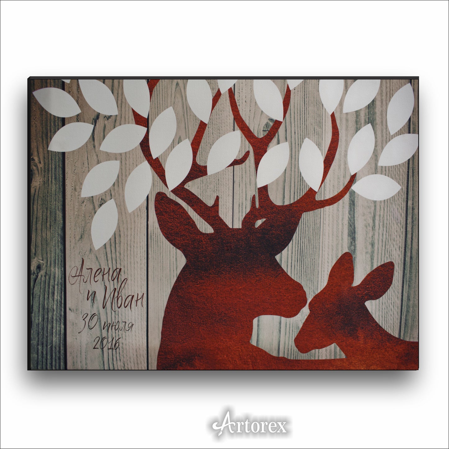 Winter Majesty Red Deer Wooden Art