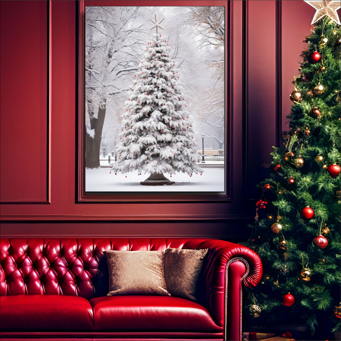 Winter Whispers Snowy Christmas Tree Art