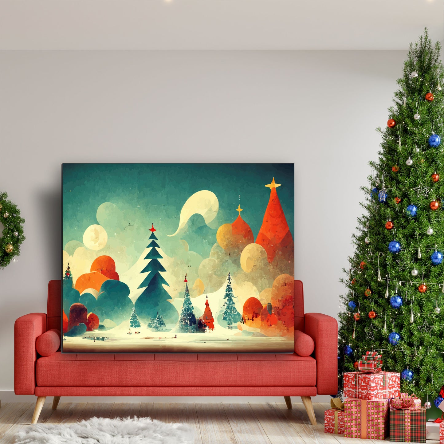 Winter illumination Christmas Landscape Art